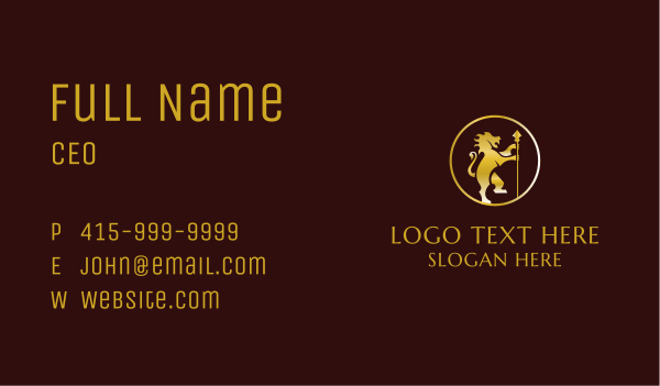 Gold Lion Spear Business Card Design Image Preview