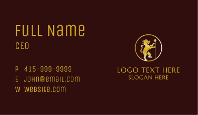Gold Lion Spear Business Card Image Preview
