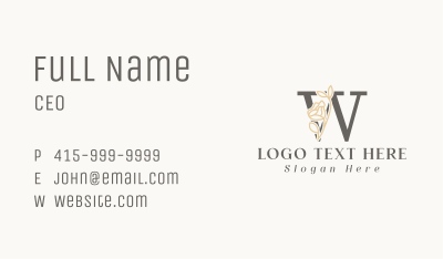 Luxury Floral Letter W Business Card Image Preview