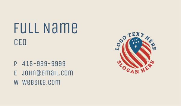 American Flag Global Business Card Design Image Preview