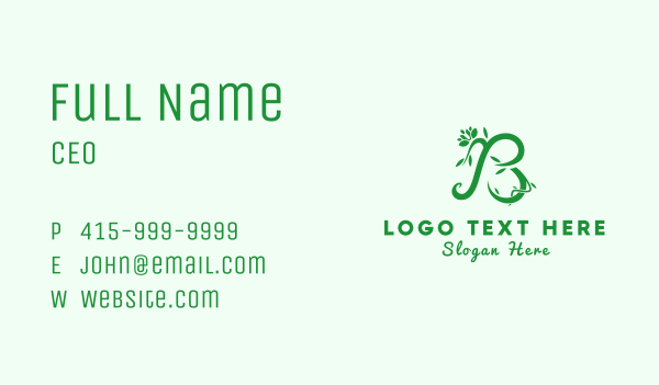 Botanical Vine Letter B Business Card Design Image Preview