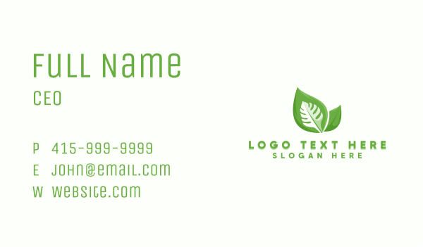 Organic Vegan Leaf  Business Card Design