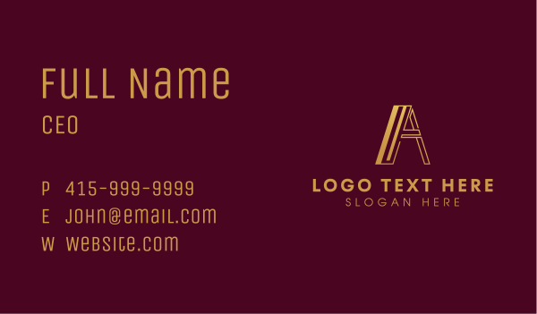 Corporate Gold Letter A Business Card Design Image Preview