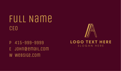 Corporate Gold Letter A Business Card Image Preview