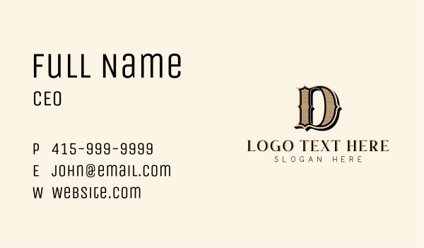 Boutique Antique Brand Letter D Business Card Design Image Preview