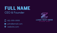 Gradient Digital Letter Z Business Card Design