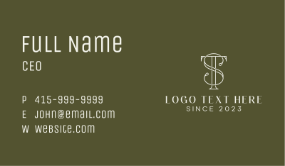 T & S Monogram Lettering Business Card Image Preview