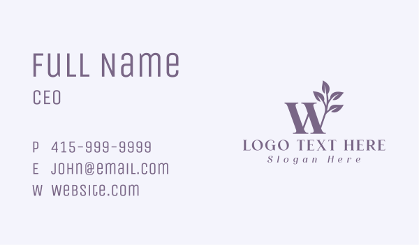 Purple Wellness Spa Letter W Business Card Design Image Preview