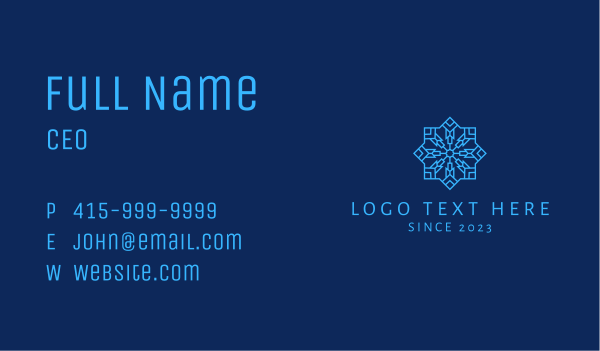 Blue Winter Snowflake Business Card Design Image Preview