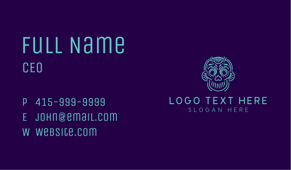 Spooky Ornate Skull  Business Card Design Image Preview