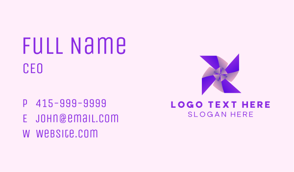 Purple Toy Pinwheel Business Card Design Image Preview