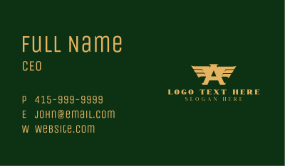 Gold Letter A Wings  Business Card Image Preview