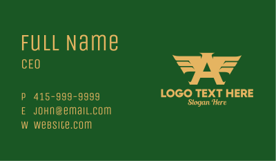 Gold Letter A Wings  Business Card