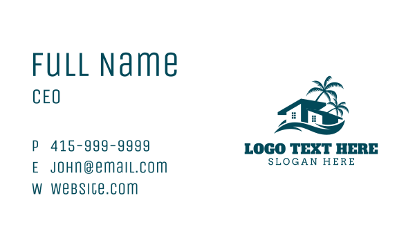 House Wave Palm Tree Business Card Design Image Preview
