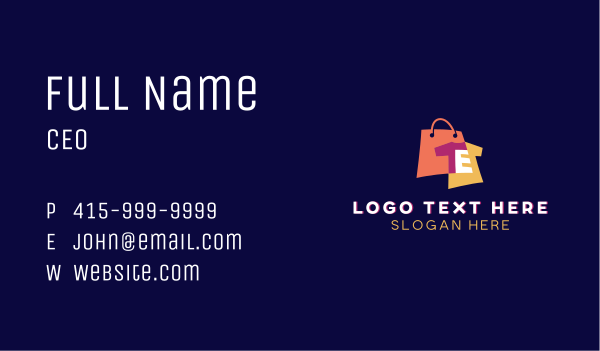 Shopping Apparel Letter E Business Card Design Image Preview