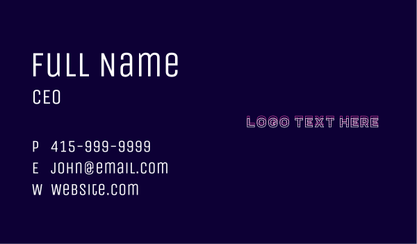 Neon Glitch Wordmark Business Card Design Image Preview