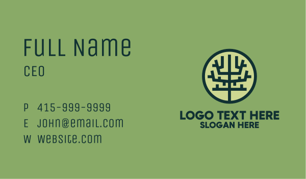 Symmetrical Geometric Tree Badge Business Card Design Image Preview