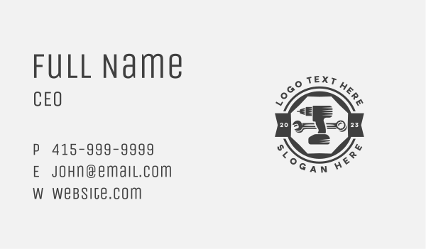 Mechanical Drill Wrench Business Card Design Image Preview