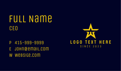 Gold Star Letter W Business Card Image Preview