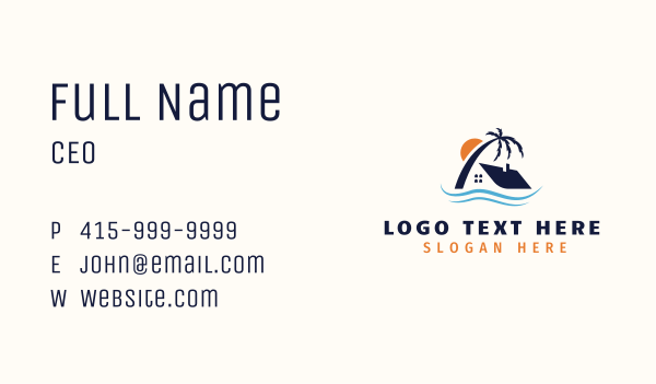 Tropical Island Home Business Card Design Image Preview