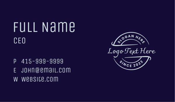 Classic Business Round Wordmark Business Card Design Image Preview