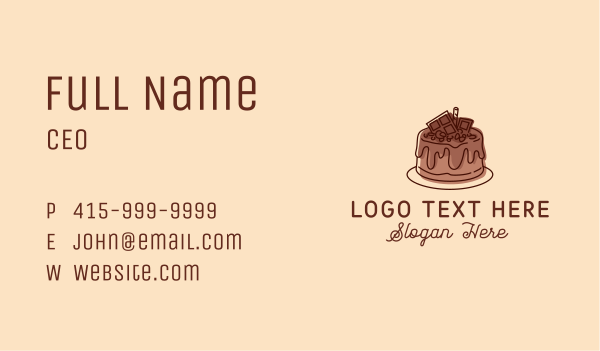 Sweet Chocolate Cake Business Card Design Image Preview