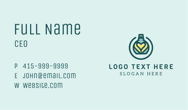 Teal Heart Cologne Business Card Design Image Preview