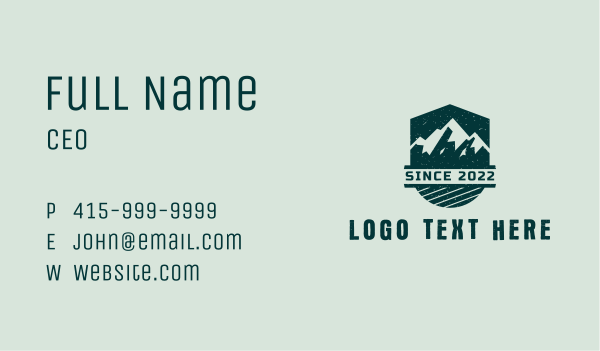 Outdoor Mountaineering Shield Business Card Design Image Preview