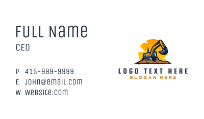 Industrial Digging Excavator Business Card Image Preview