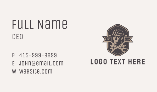 Industrial Mechanic Man Badge Business Card Design Image Preview