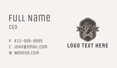 Industrial Mechanic Man Badge Business Card Image Preview