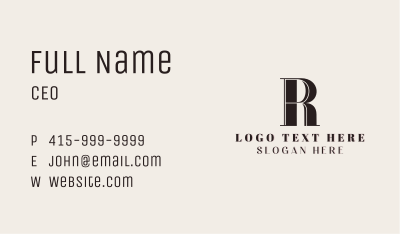 Upscale Brand Boutique Letter R Business Card Image Preview