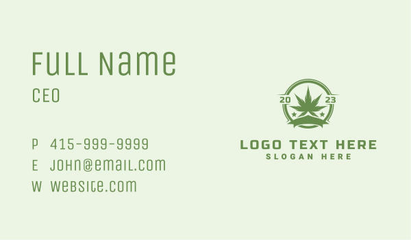 Marijuana Plant Badge Business Card Design Image Preview