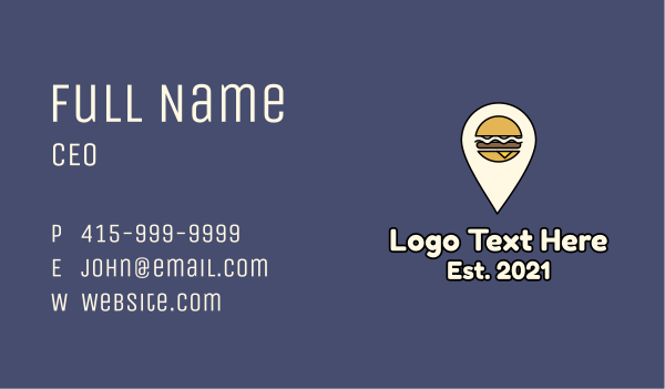 Burger Location Pin Business Card Design Image Preview