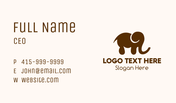 Brown Elephant Nursery Business Card Design