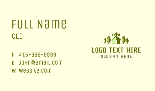 Green House Landscape Business Card Design Image Preview