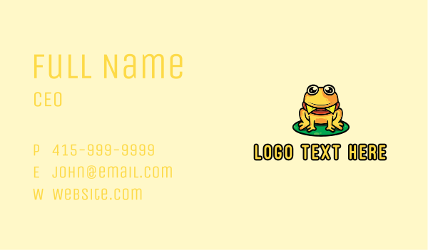 Cute Yellow Frog Business Card Design Image Preview