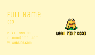 Cute Yellow Frog Business Card Image Preview