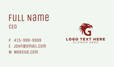 Eagle Bird Letter G Business Card Image Preview