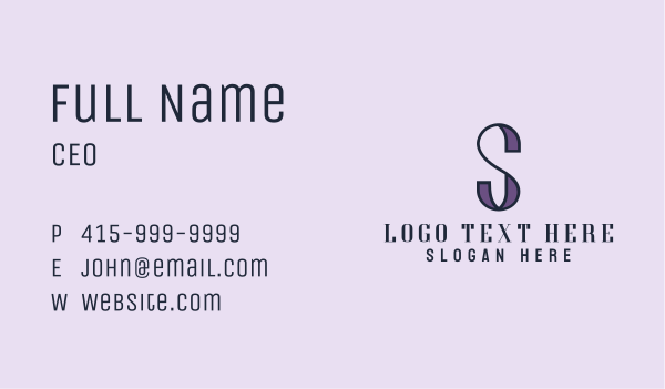Purple Letter S Business Card Design Image Preview