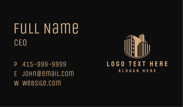 Gold Real Estate Building Business Card Design