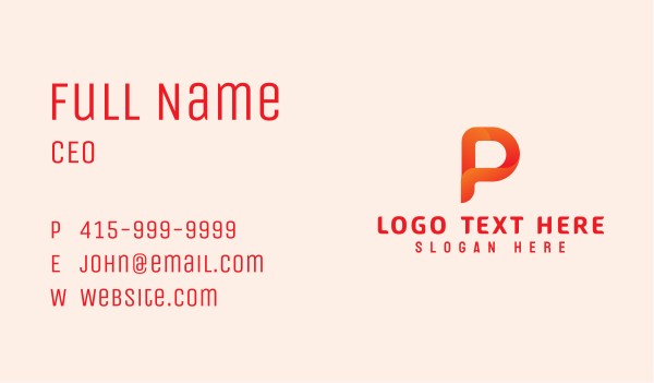 Orange Letter P Business Card Design Image Preview