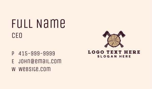 Tree Lumber Axe Woodworking Business Card Design Image Preview