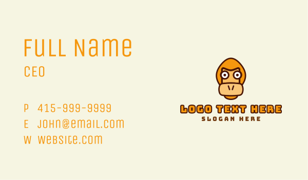 Yellow Orangutan Face  Business Card Design Image Preview