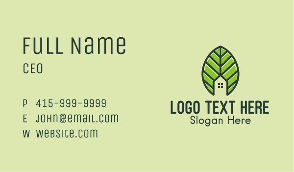 Leaf House Property  Business Card Design