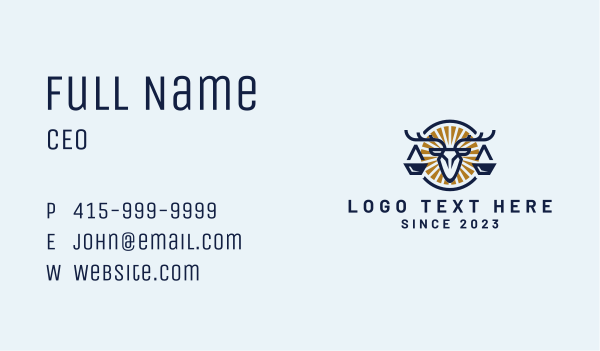 Stag Justice Scales  Business Card Design Image Preview