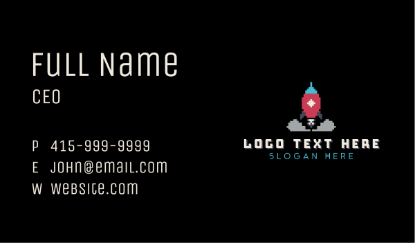 Pixelated Rocket Gaming Business Card Design Image Preview