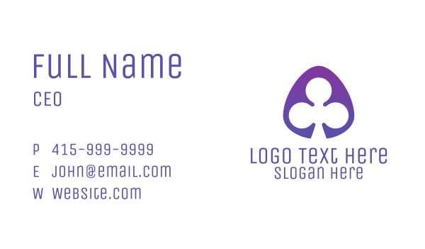 Violet Clover Leaf Badge Business Card Design