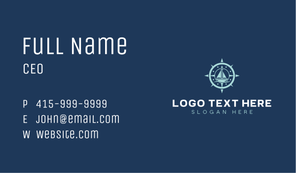 Nautical Compass Sailing Business Card Design Image Preview