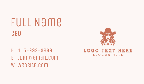 Woman Cowgirl Buckaroo Business Card Design Image Preview